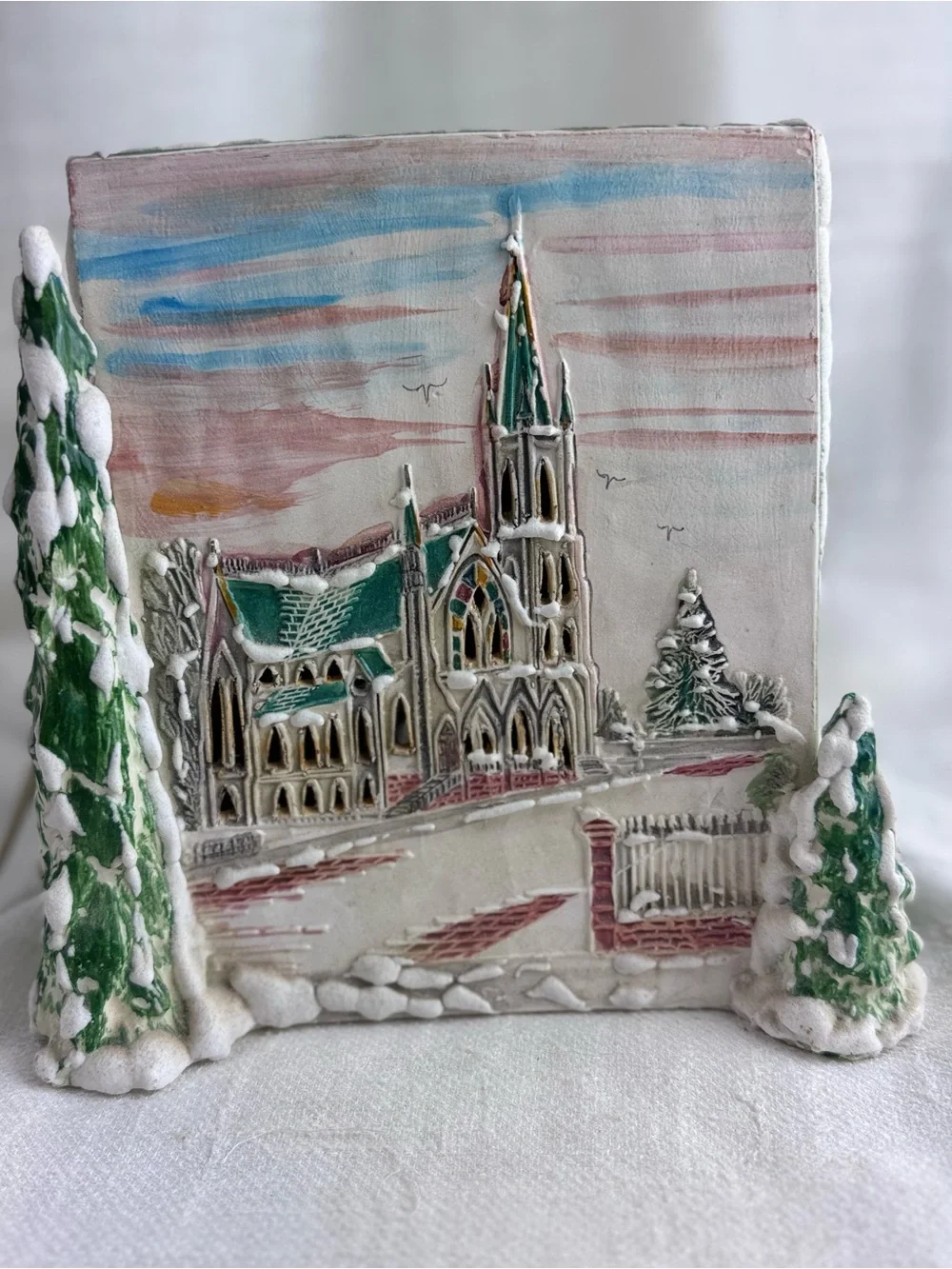 Rare Vintage Walter Brockmann Gothic Cathedral Christmas Nightlight Signed.